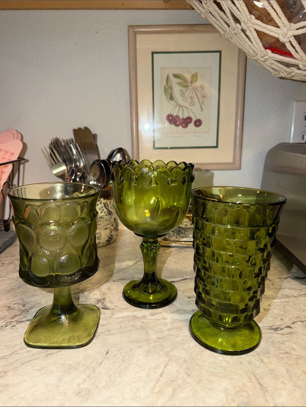 Vintage green wine glasses